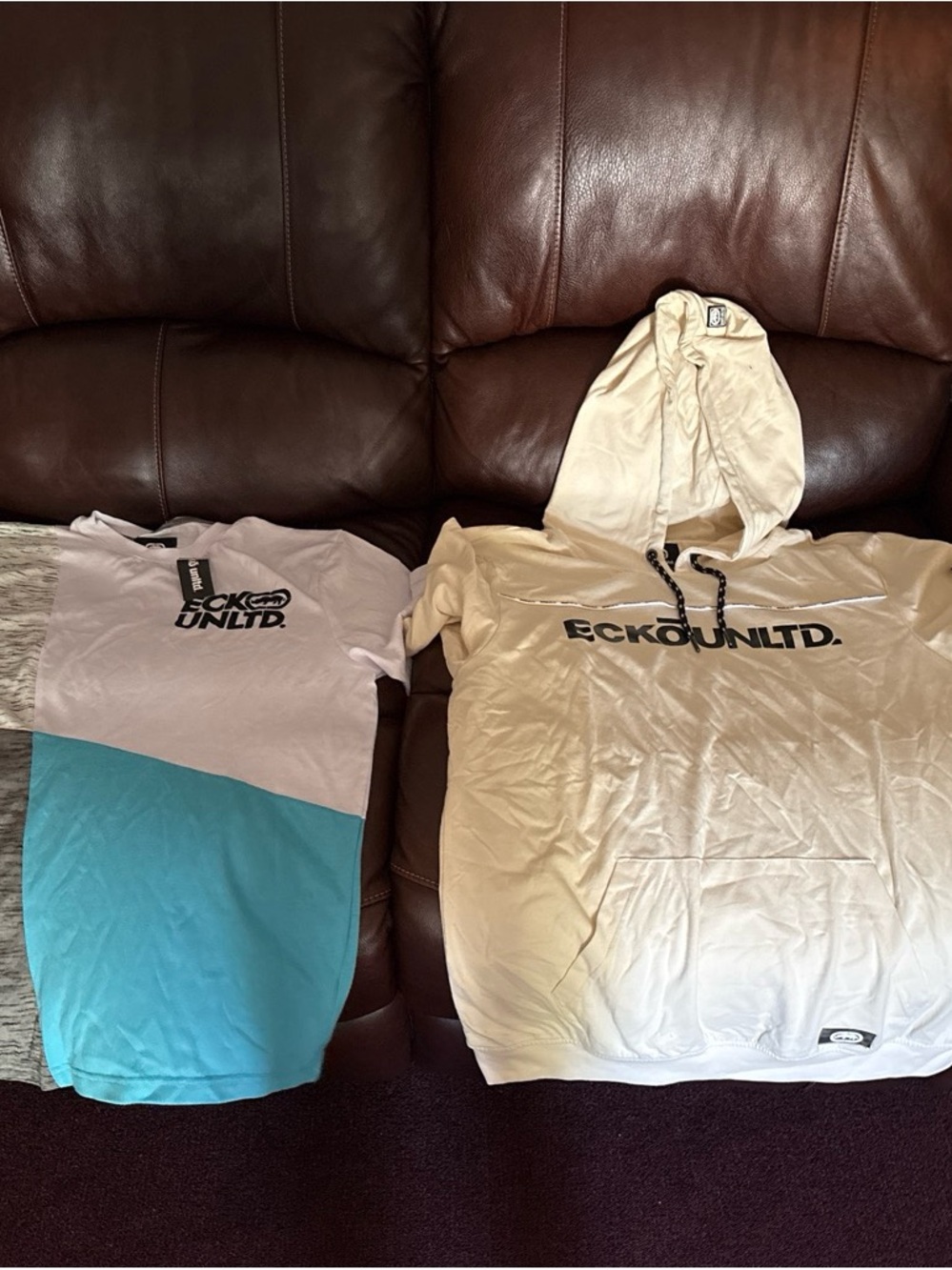 Ecko Unlimited Kids Hoodie & Short Sleeve Tee Set - Cream & Light Blue